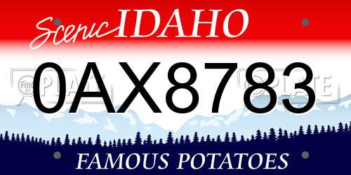 0AX8783 Idaho License Plate