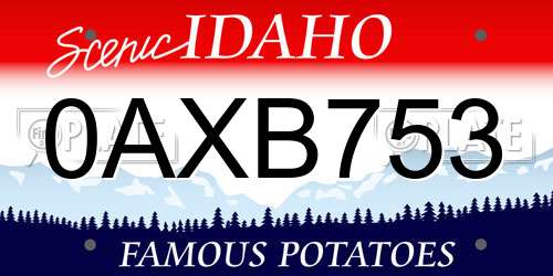 0AXB753 Idaho License Plate