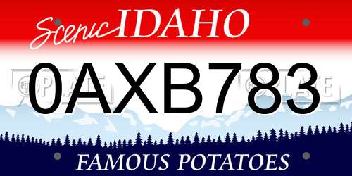 0AXB783 Idaho License Plate