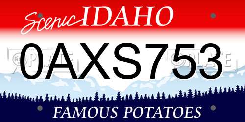 0AXS753 Idaho License Plate