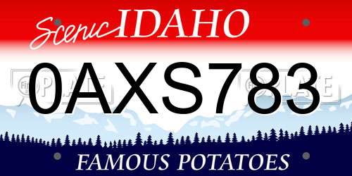 0AXS783 Idaho License Plate