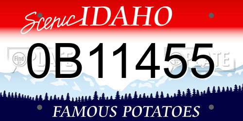 0B11455 Idaho License Plate