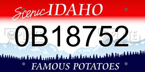 0B18752 Idaho License Plate