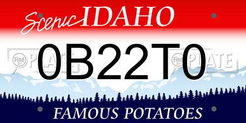 0B22T0 Idaho License Plate