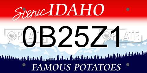 0B25Z1 Idaho License Plate