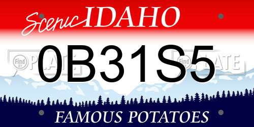 0B31S5 Idaho License Plate