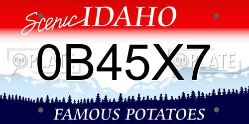 0B45X7 Idaho License Plate