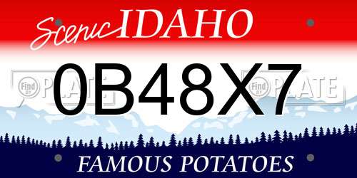 0B48X7 Idaho License Plate