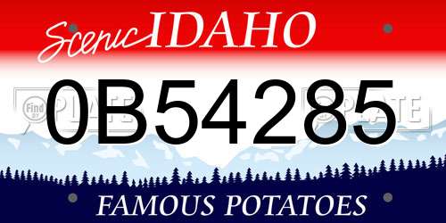 0B54285 Idaho License Plate