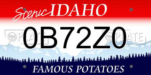 0B72Z0 Idaho License Plate
