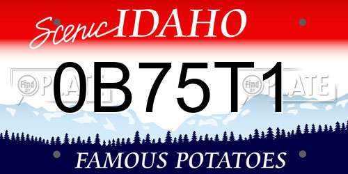 0B75T1 Idaho License Plate