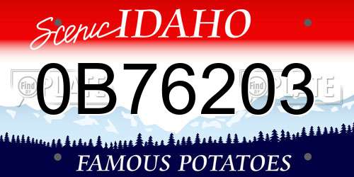 0B76203 Idaho License Plate