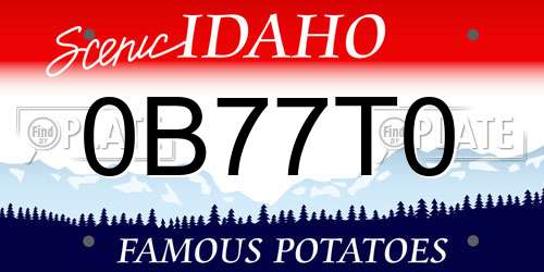 0B77T0 Idaho License Plate