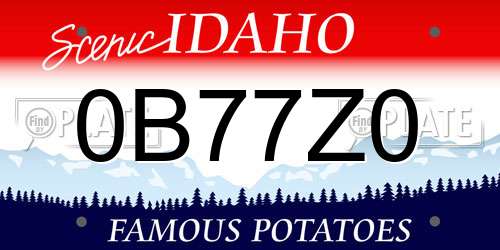 0B77Z0 Idaho License Plate