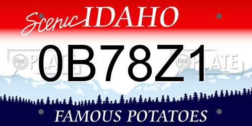 0B78Z1 Idaho License Plate