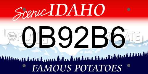 0B92B6 Idaho License Plate