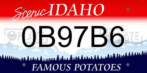0B97B6 Idaho License Plate