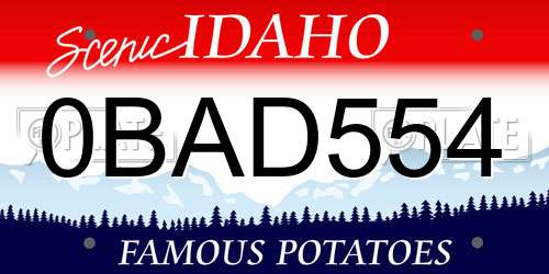 0BAD554 Idaho License Plate