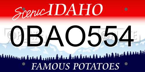 0BAO554 Idaho License Plate