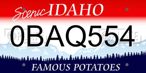 0BAQ554 Idaho License Plate