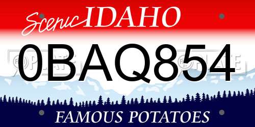 0BAQ854 Idaho License Plate