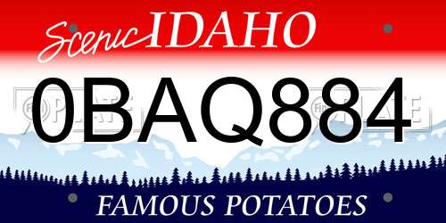 0BAQ884 Idaho License Plate
