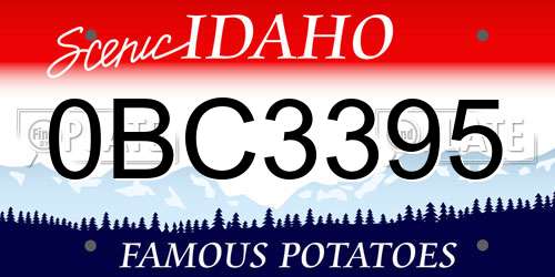 0BC3395 Idaho License Plate