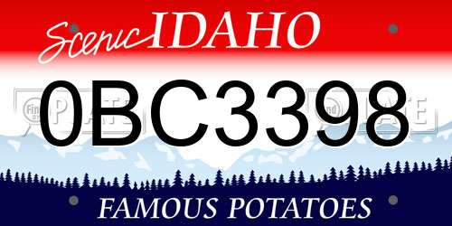 0BC3398 Idaho License Plate