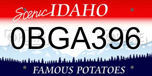 0BGA396 Idaho License Plate