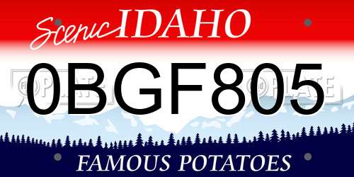0BGF805 Idaho License Plate