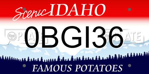 0BGI36 Idaho License Plate