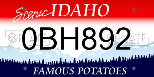 0BH892 Idaho License Plate
