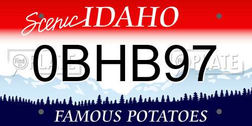 0BHB97 Idaho License Plate