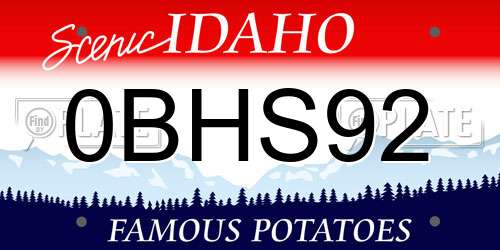 0BHS92 Idaho License Plate