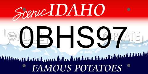 0BHS97 Idaho License Plate