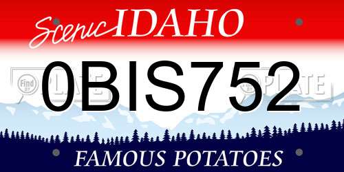 0BIS752 Idaho License Plate