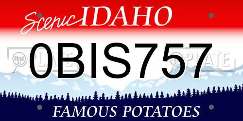 0BIS757 Idaho License Plate