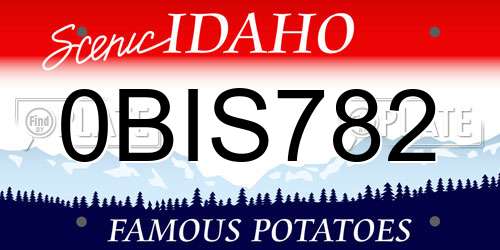 0BIS782 Idaho License Plate
