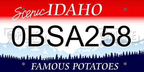 0BSA258 Idaho License Plate