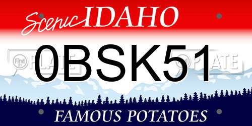 0BSK51 Idaho License Plate