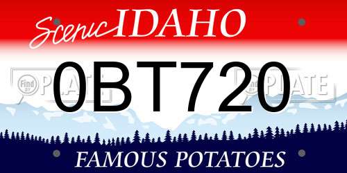 0BT720 Idaho License Plate