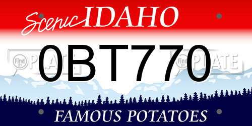0BT770 Idaho License Plate