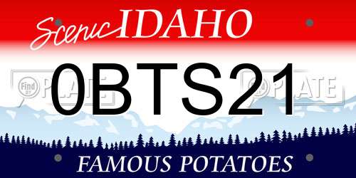 0BTS21 Idaho License Plate
