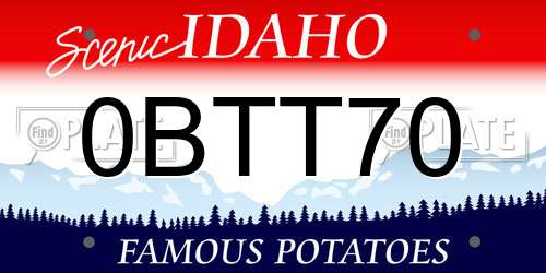 0BTT70 Idaho License Plate