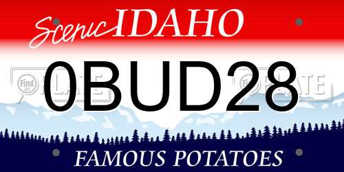 0BUD28 Idaho License Plate