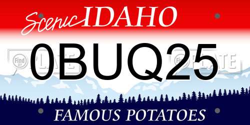 0BUQ25 Idaho License Plate