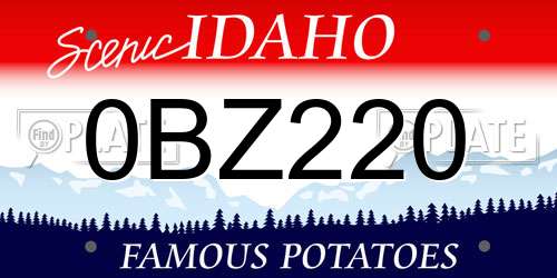 0BZ220 Idaho License Plate