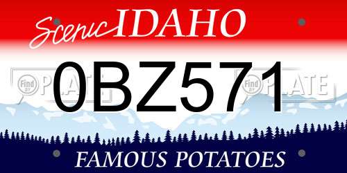0BZ571 Idaho License Plate