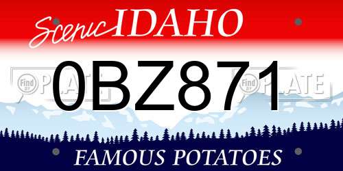 0BZ871 Idaho License Plate