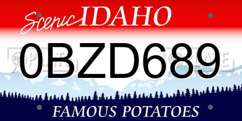0BZD689 Idaho License Plate